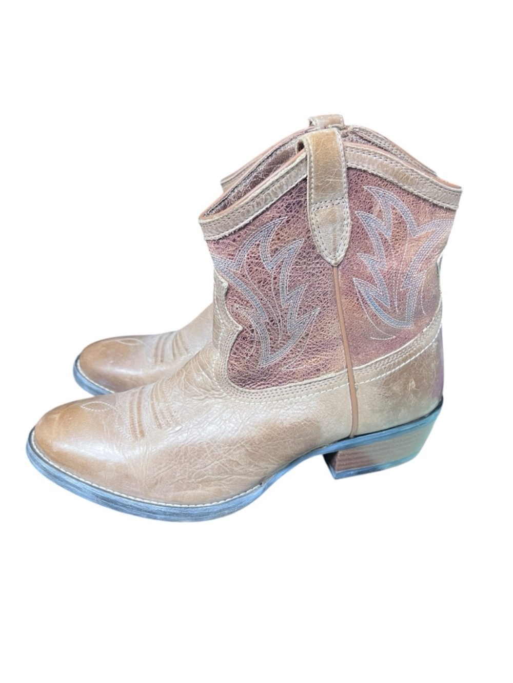 Ariat 10007966 Billie Brown Leather Side Zip Western Cowboy Ankle Boots Size 8.5 - Picture 3 of 7